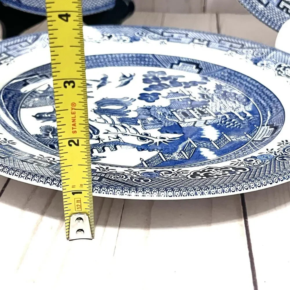 VTG Set of 3 Staffordshire England Churchill Blue Willow 10 1/4 in Dinner Plates
